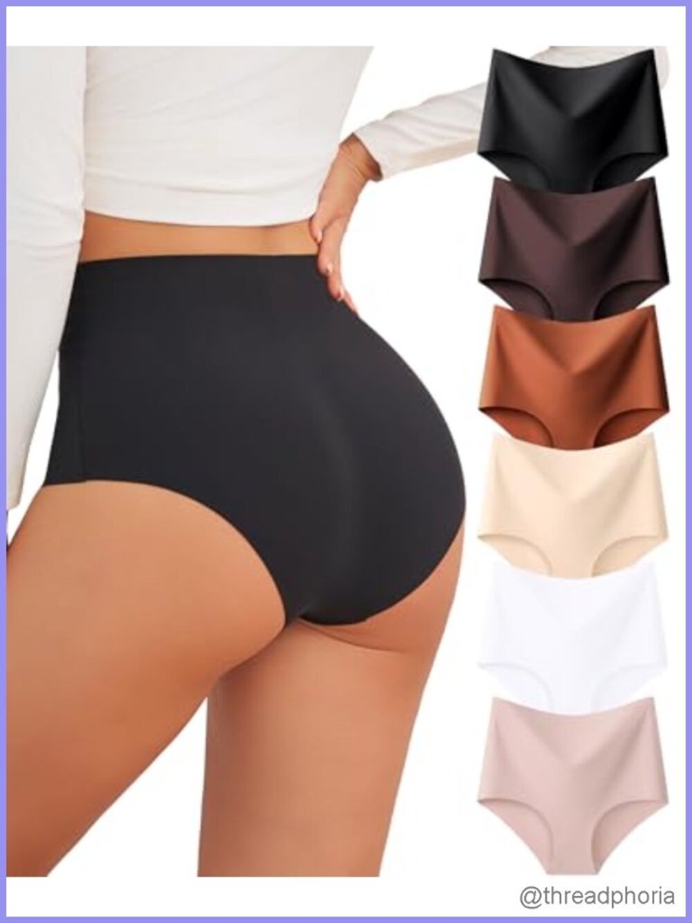 Seamless High Waisted Cheeky Bikini Underwear 6 Pack No Show Briefs Women